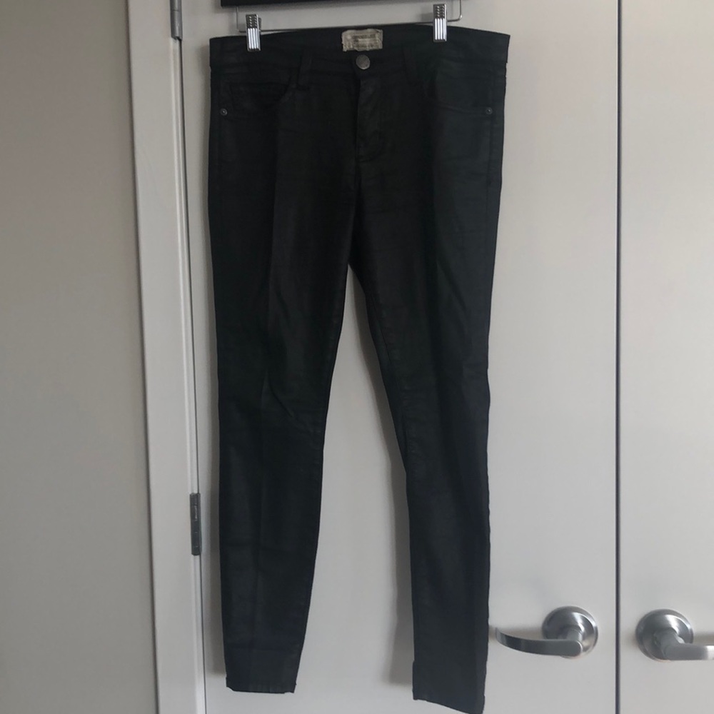 Black faux leather jeans